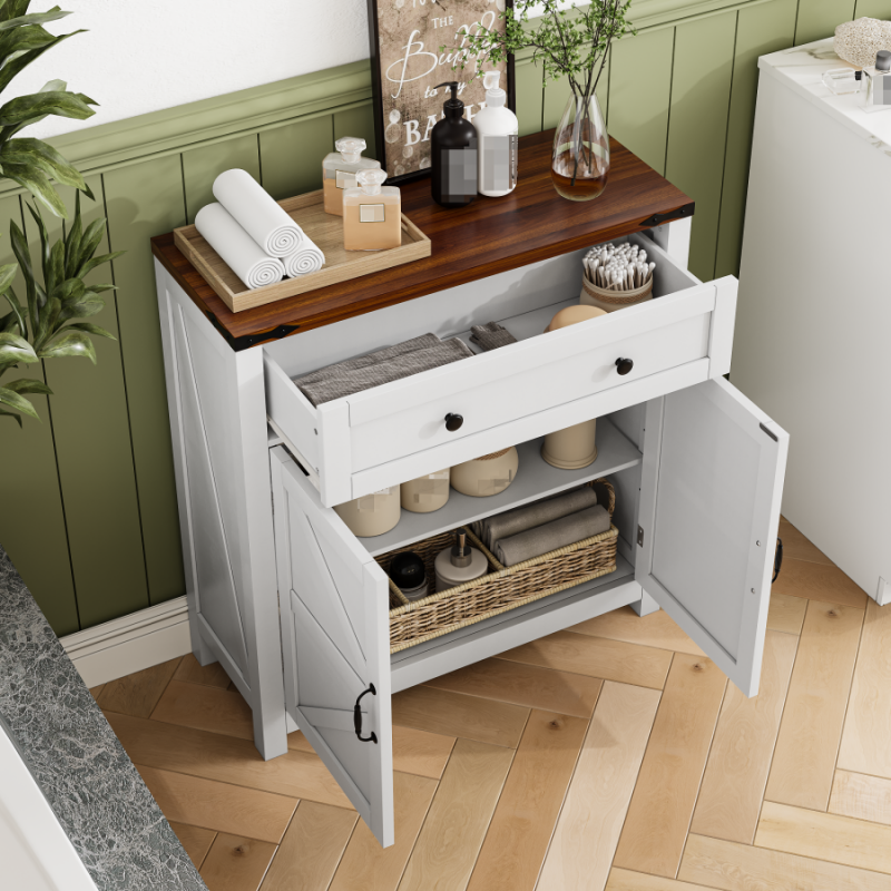 DMORA - Credenza Stile Industrial A 1 Anta E 3 Cassetti, Buffet Da