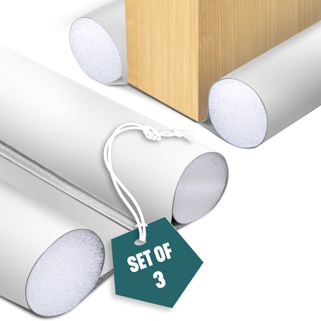 Lot de 3 Boudins de porte 96cm découpables - Bas de porte coupe-froid anti bruit isolation phonique - Blanc - VOUNOT®