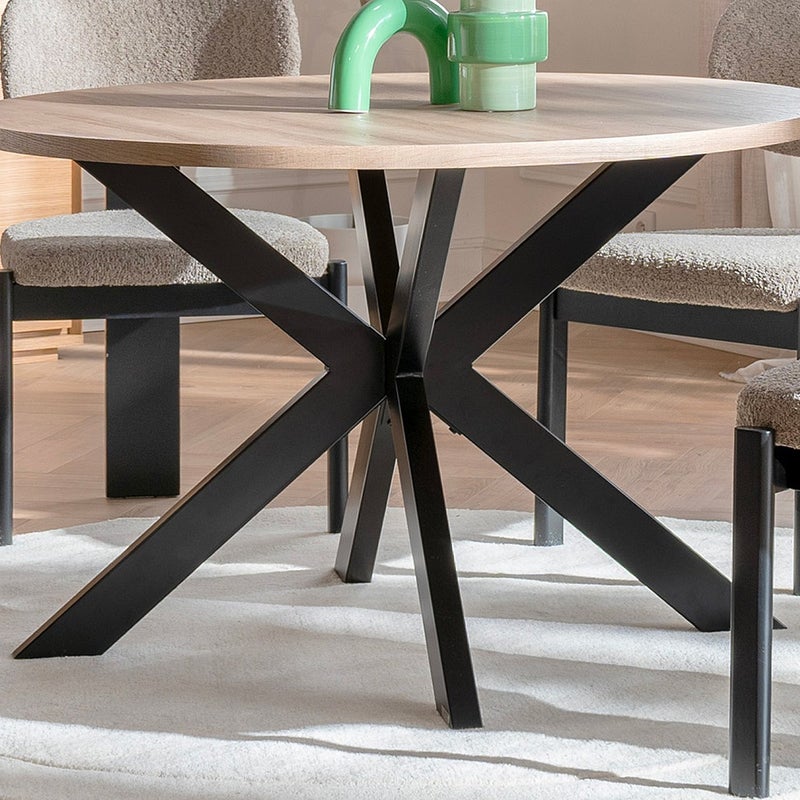 Rozkładany stół jadalniany TILKI – 4-osobowy – MDF i metal – kolor dębowy i czarny