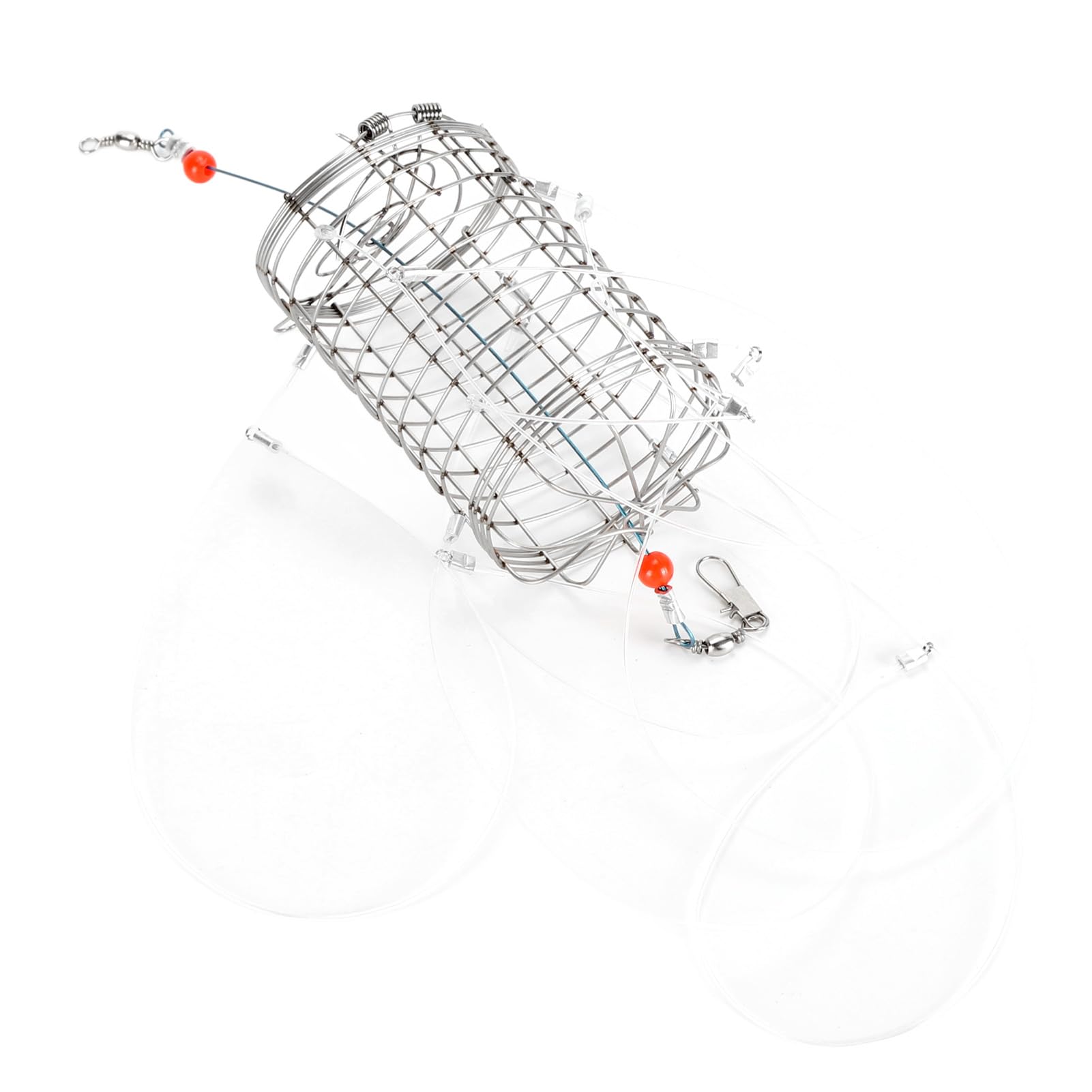 Piège à Crabes En Acier Inoxydable Avec Fil Nylon - 8 Anneaux, Nœud Coulissant - Pour Pêche à La Plage, Rivière
