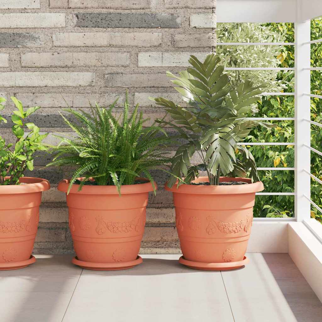 Prosperplast Vaso Ratolla 1,2L, Colore Marrone Scuro, 14,5x12,7 Cm, In Plastica Effetto Rattan, Con Sottovaso, Per Interni Ed Esterni