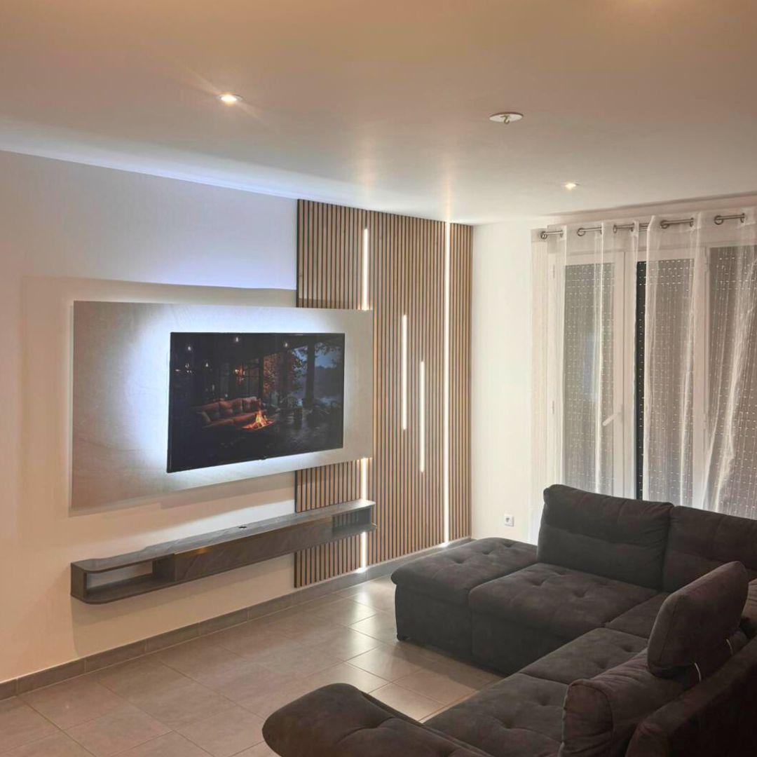 Lot de 6 Panneaux Acoustiques Muraux - Tasseaux Finition Chêne Blanc - Fond Noir - 240x60x2,2cm - SILAMP - 2