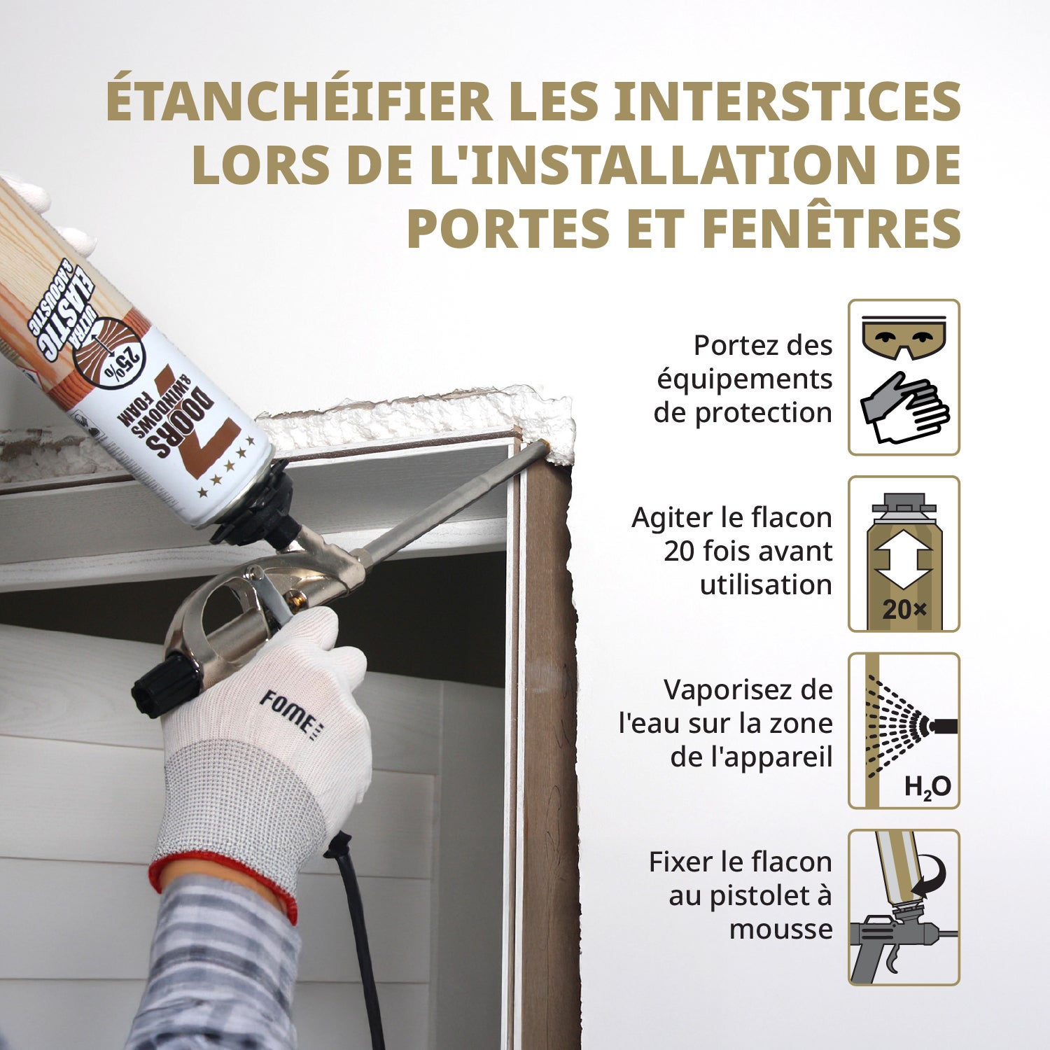 Mousse polyuréthane élastique FOME FLEX 7 Doors & Windows – montage portes & fenêtres, isolation & étanchéité – 750 m - 4