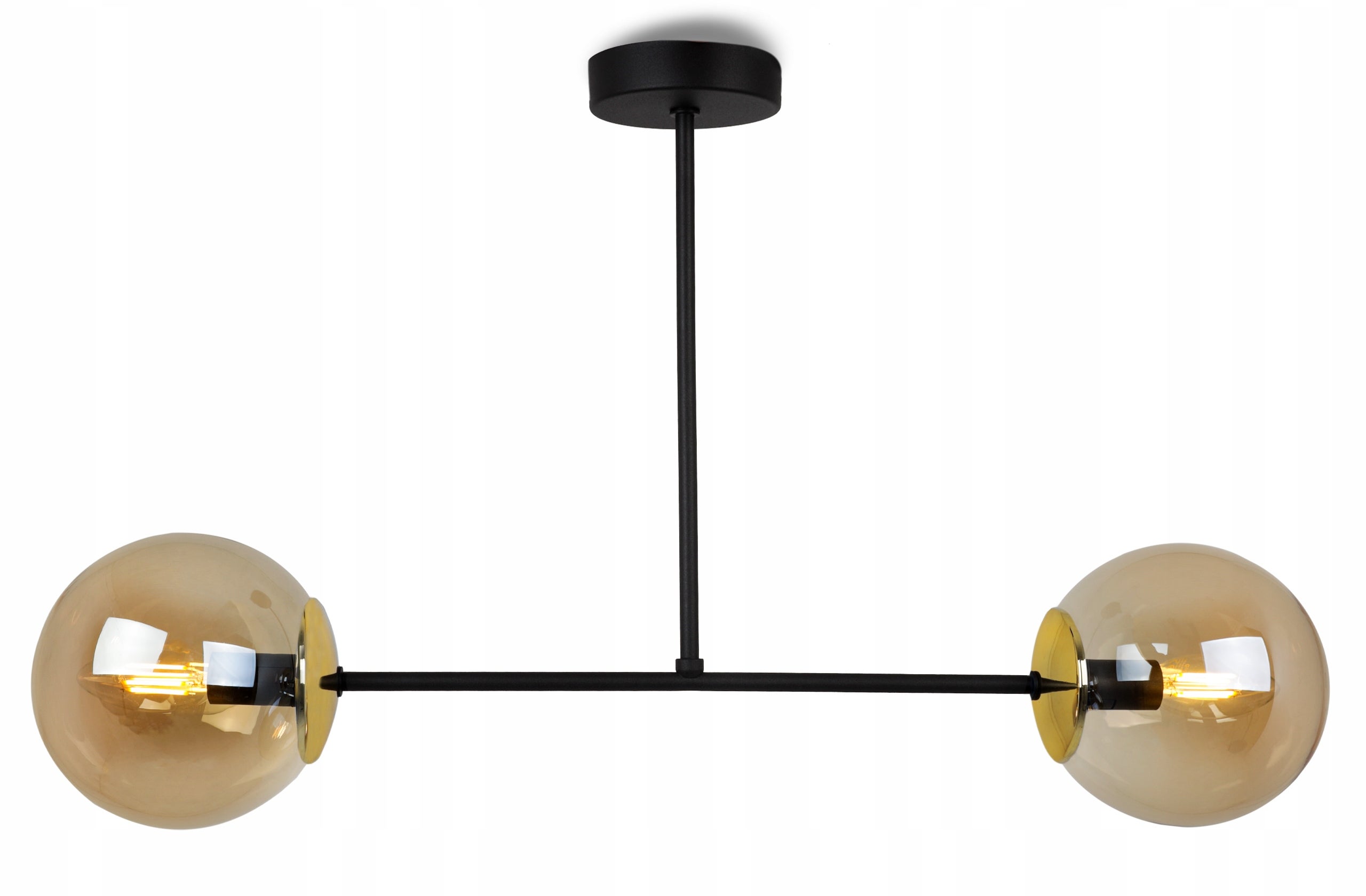 Lampa sufitowa wisząca LED modern 2xE14 klosz okrągły czarny/miodowy Light Home LH