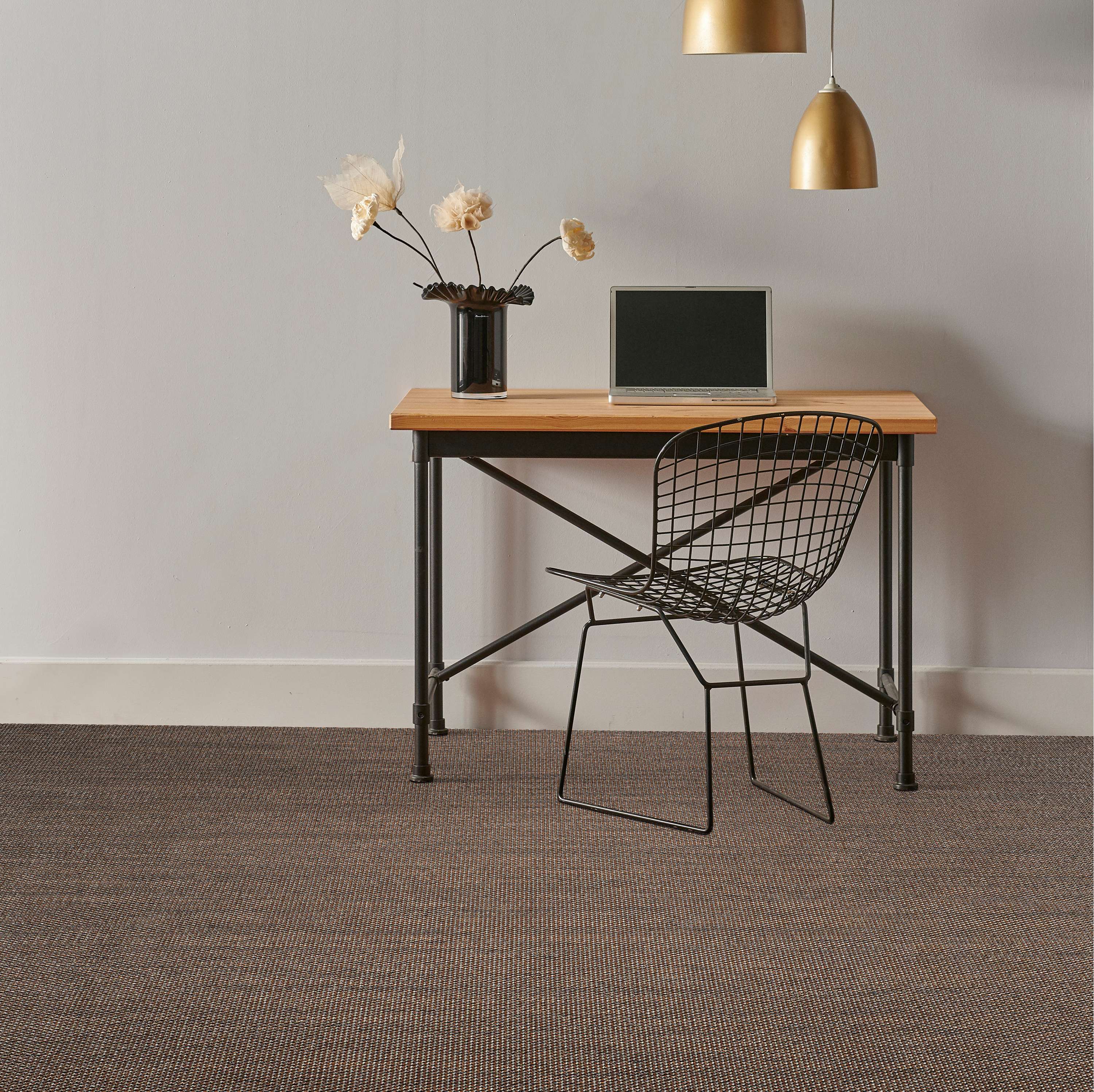 Moqueta, suelo vinilo rollo, alfombra oficina Premium, alfombra sisal sintético , Lavable antideslizante y resistente Marrón-Negro 200X350 cm - 2