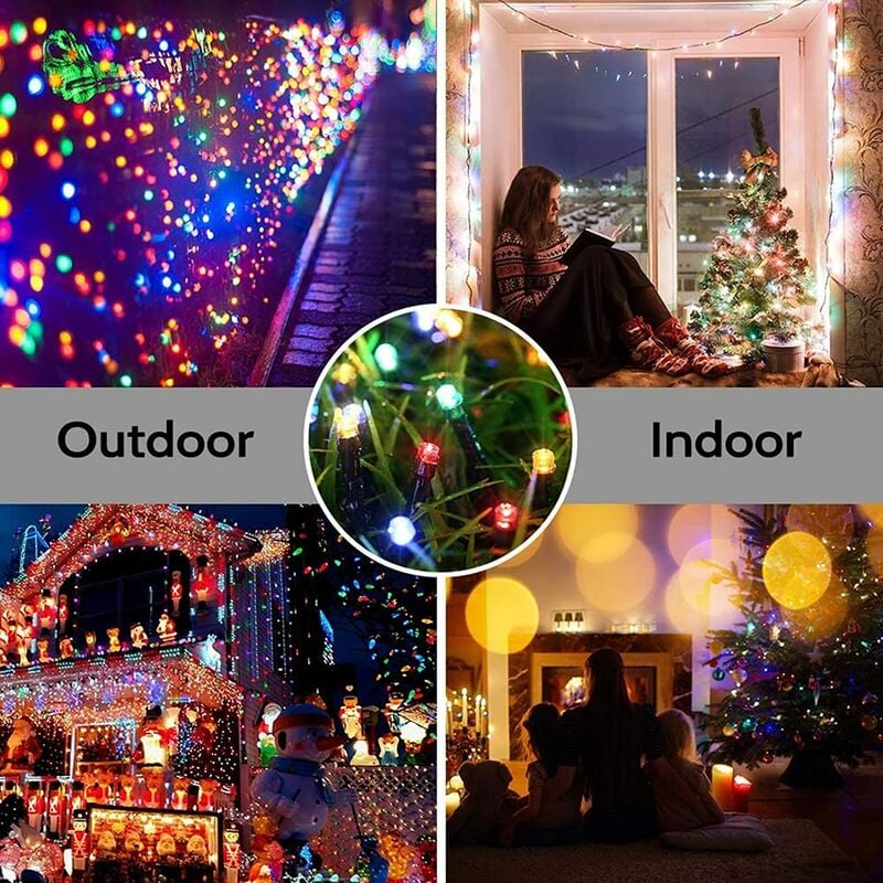 Luci a LED multicolore per esterni - adatte per Natale, matrimoni, feste, casa, giardino - 10 metri, 100 lampadine - 2