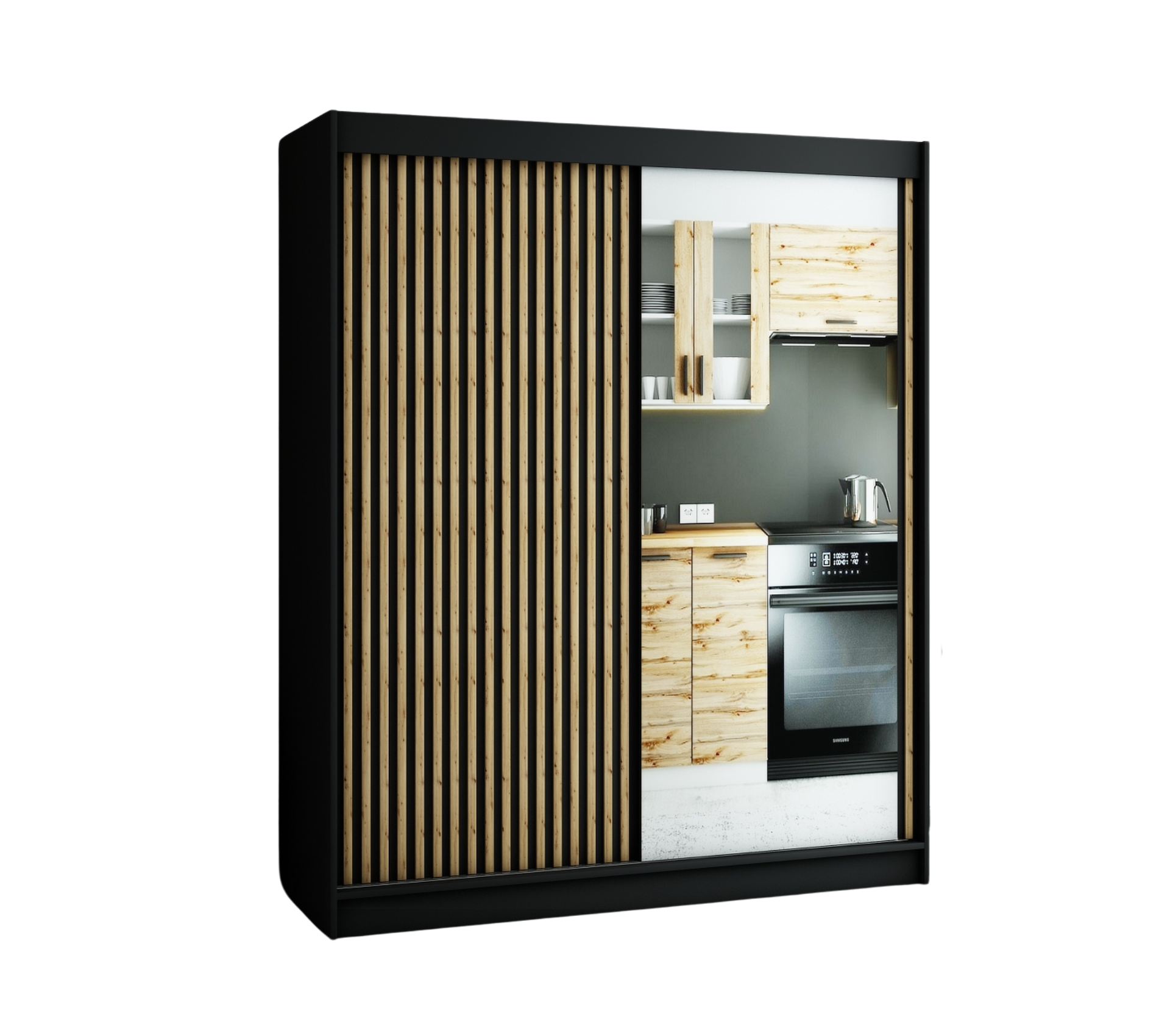 Szafa przesuwna garderoba LAMELO 2 180 x 62 x 200 cm Czarny - Abiks Meble