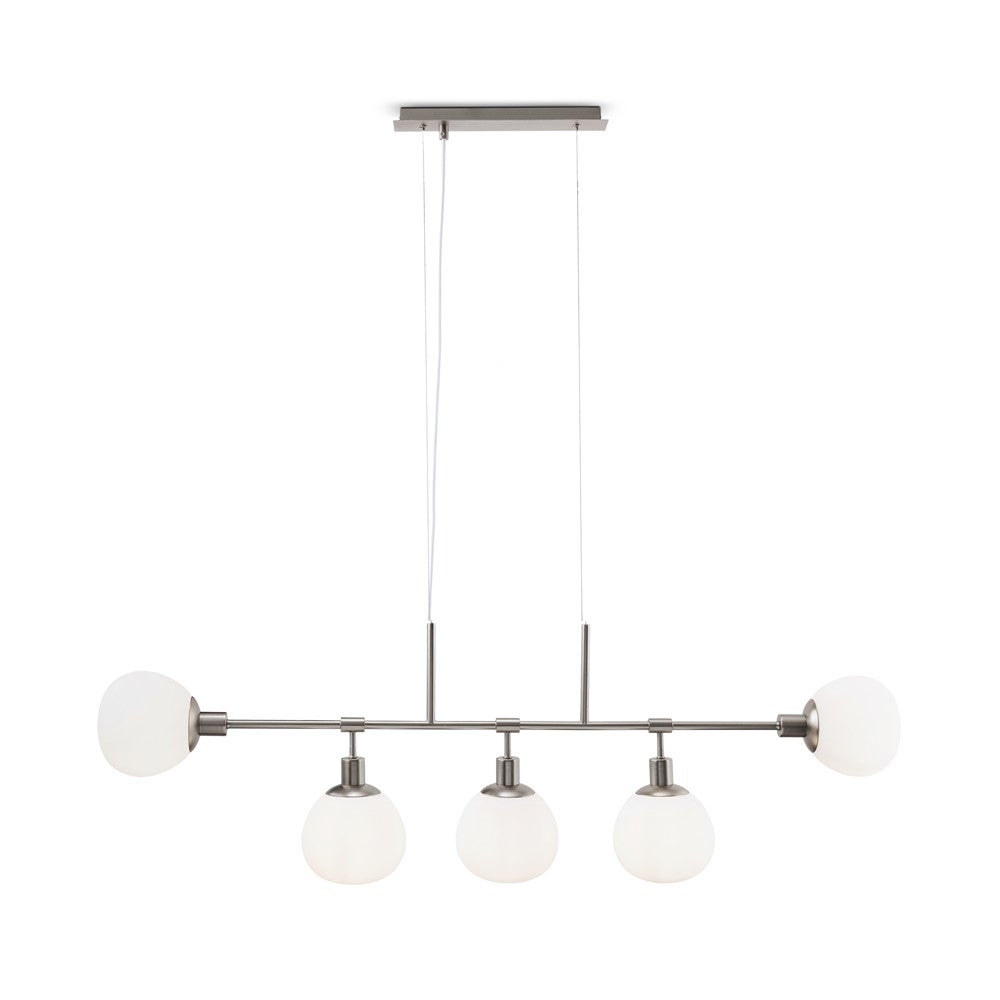 Lampa wisząca Erich nikiel-biała 5xE14x40W wym: 149,3 x 120 x 15 cm szkło Maytoni