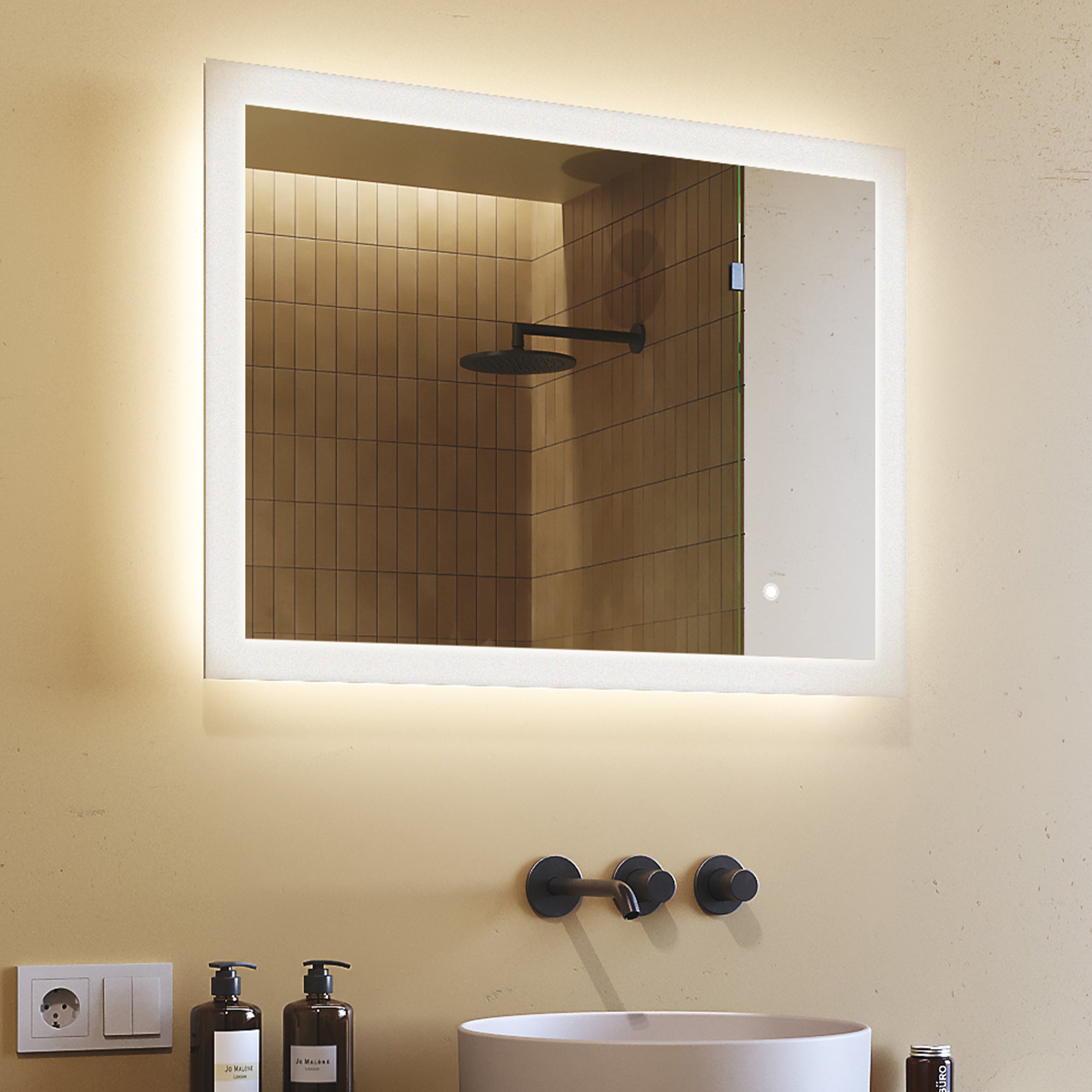 Artforma Lustro ścienne LED 80x60| Lustro łazienkowe z ekranem dotykowym i 3 temperaturami kolorów