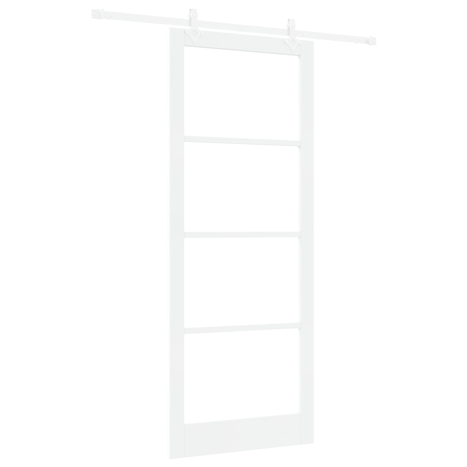 Juego de puerta corrediza con hardware blanco 93 x 232 cm madera sólida de pino cfw30154