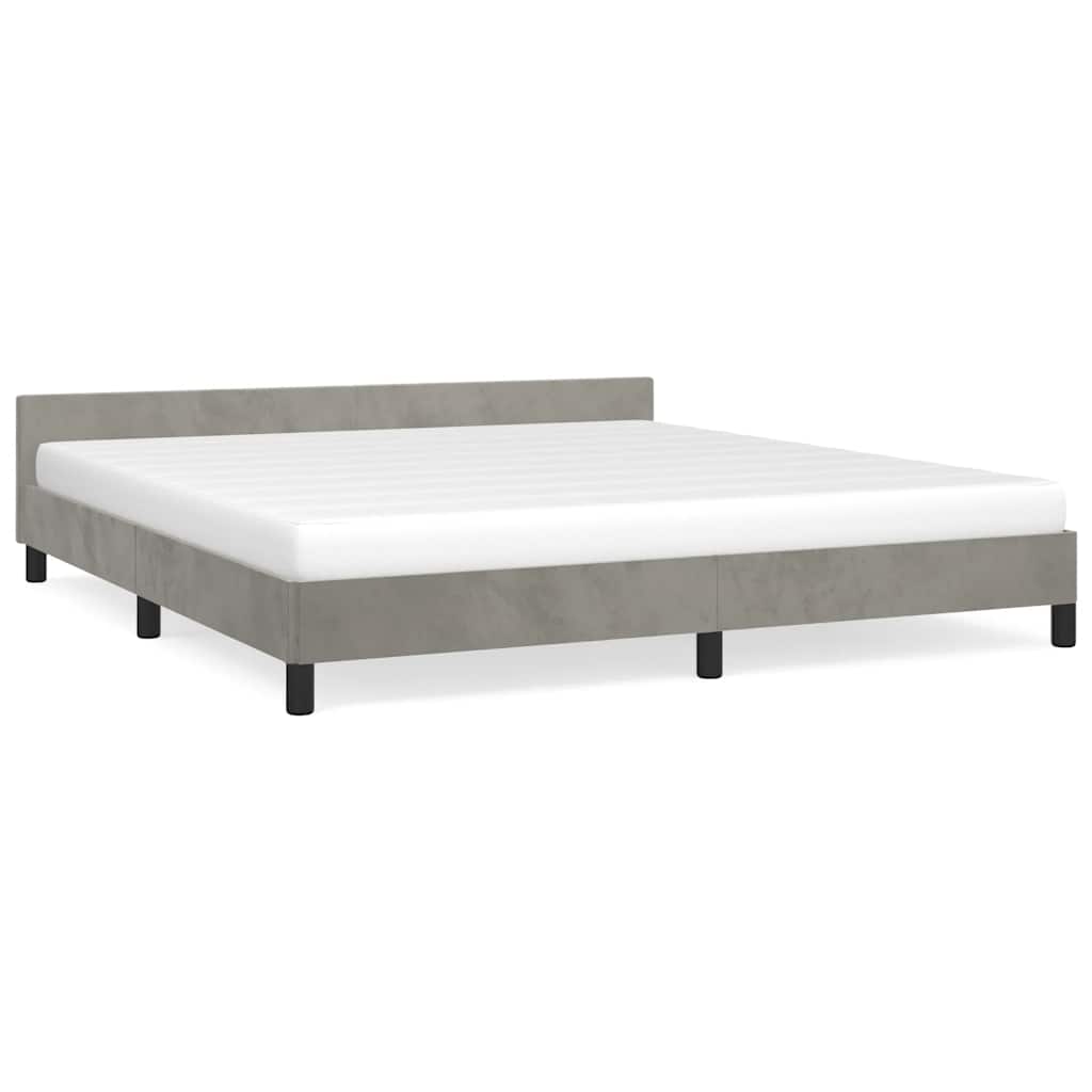 Cadre de lit sans matelas gris clair 160 x 200 cm en velours - 2