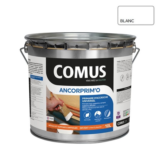 ANCORPRIM'O BLANC 10L - Primaire d'accrochage universel polyperformant en phase aqueuse - COMUS