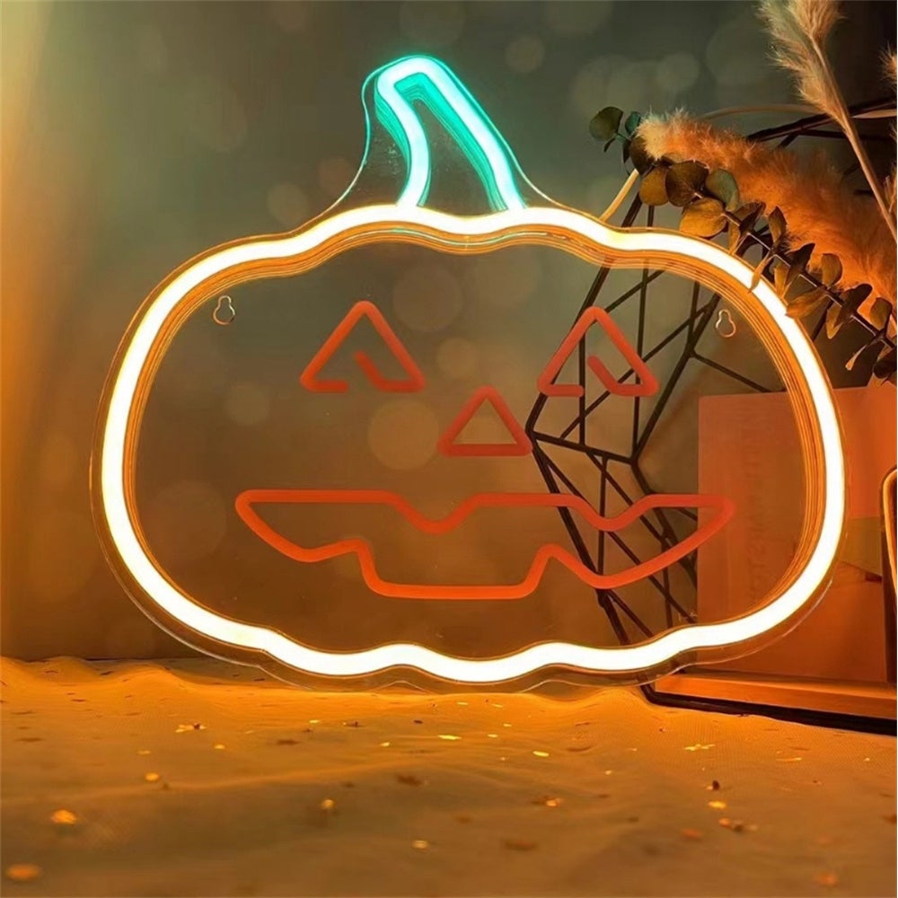 Panel świetlny LED dynia Halloween 26x22CM, piękna ręcznie robiona dekoracja ścienna, idealna na imprezy Halloween, do barów