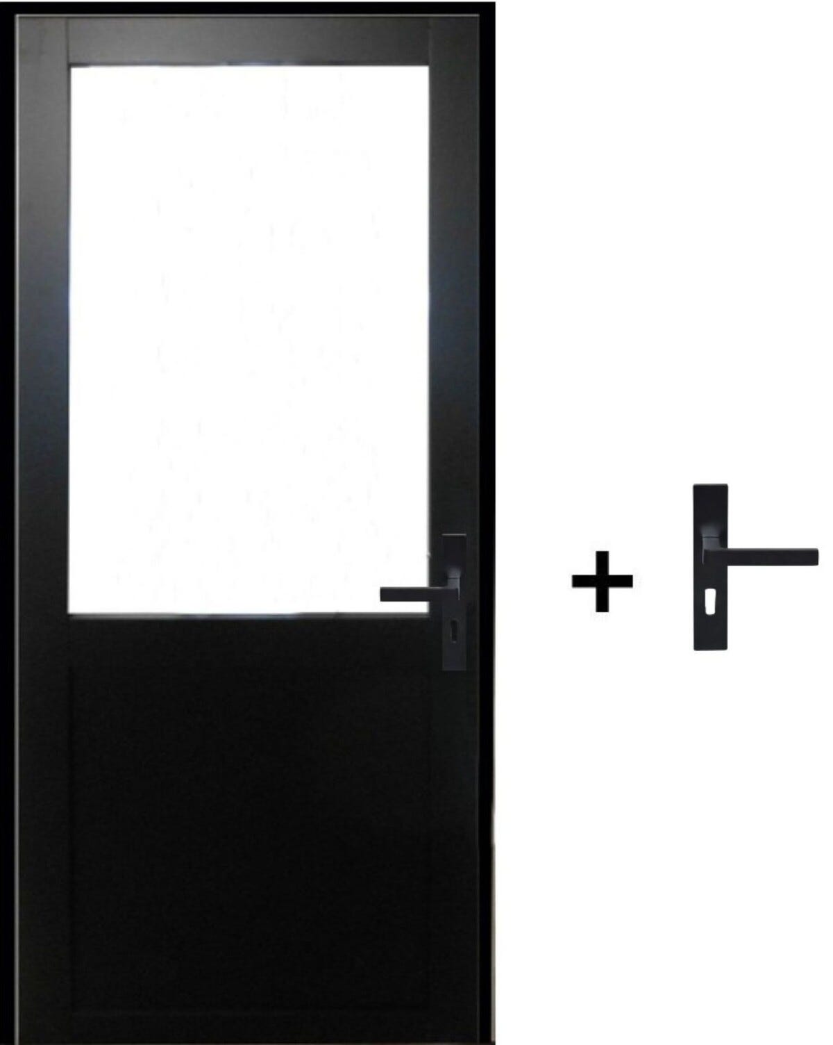 Bloc Porte Atelier Noir Sans Meneau H204 X L83 Poussant Gauche Côte ...