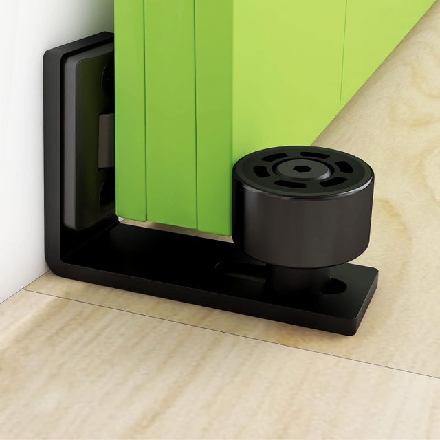 Guía de suelo ajustable negra, para puertas corredizas de madera, instalación fácil y ajustable