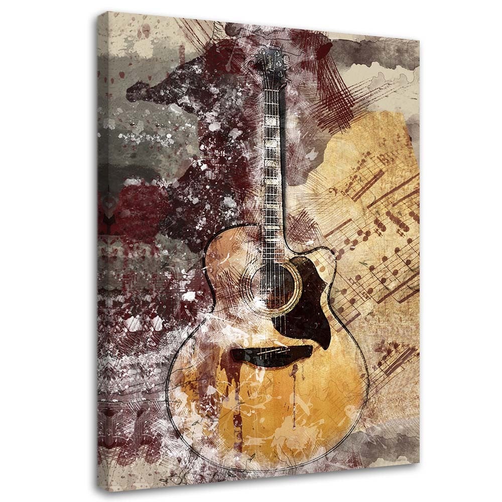 Obraz na płótnie, Pastelowa gitara retro 70x100