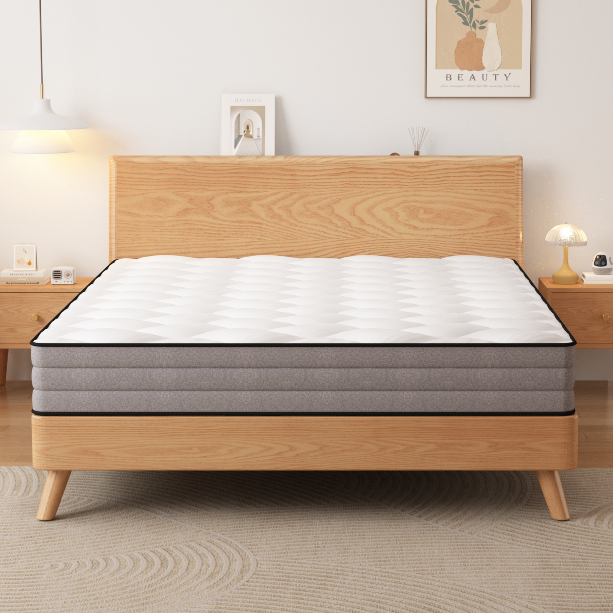 Materasso a molle insacchettate 180 x 200, certificato Oeko TEX, materasso viscoelastico 1000 molle e rivestimento in lyocell, altezza 20 cm. - 2