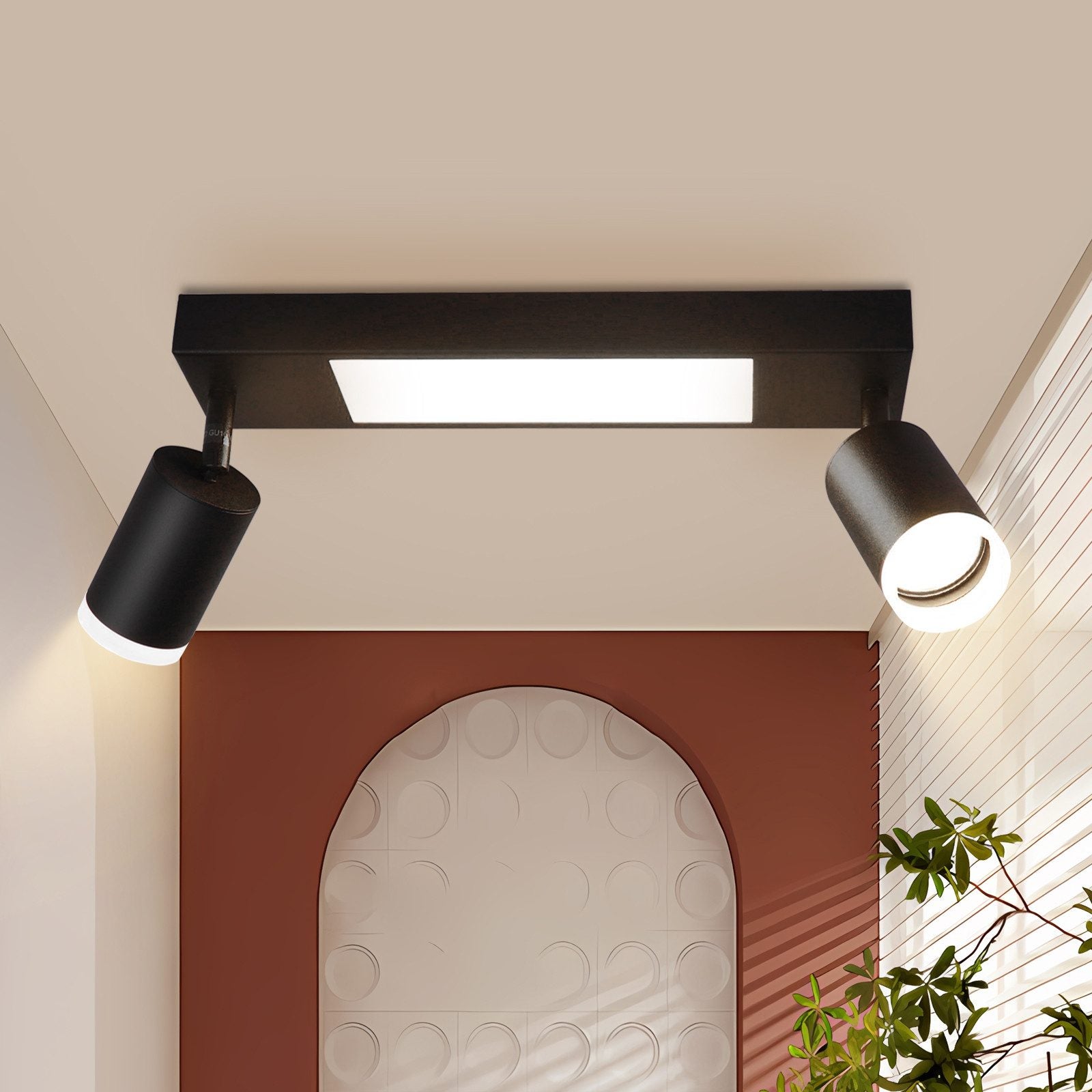 ZMH Reflektor sufitowy czarny 2-płomienny 3000K lampa sufitowa reflektor do sypialni lub przedpokoju
