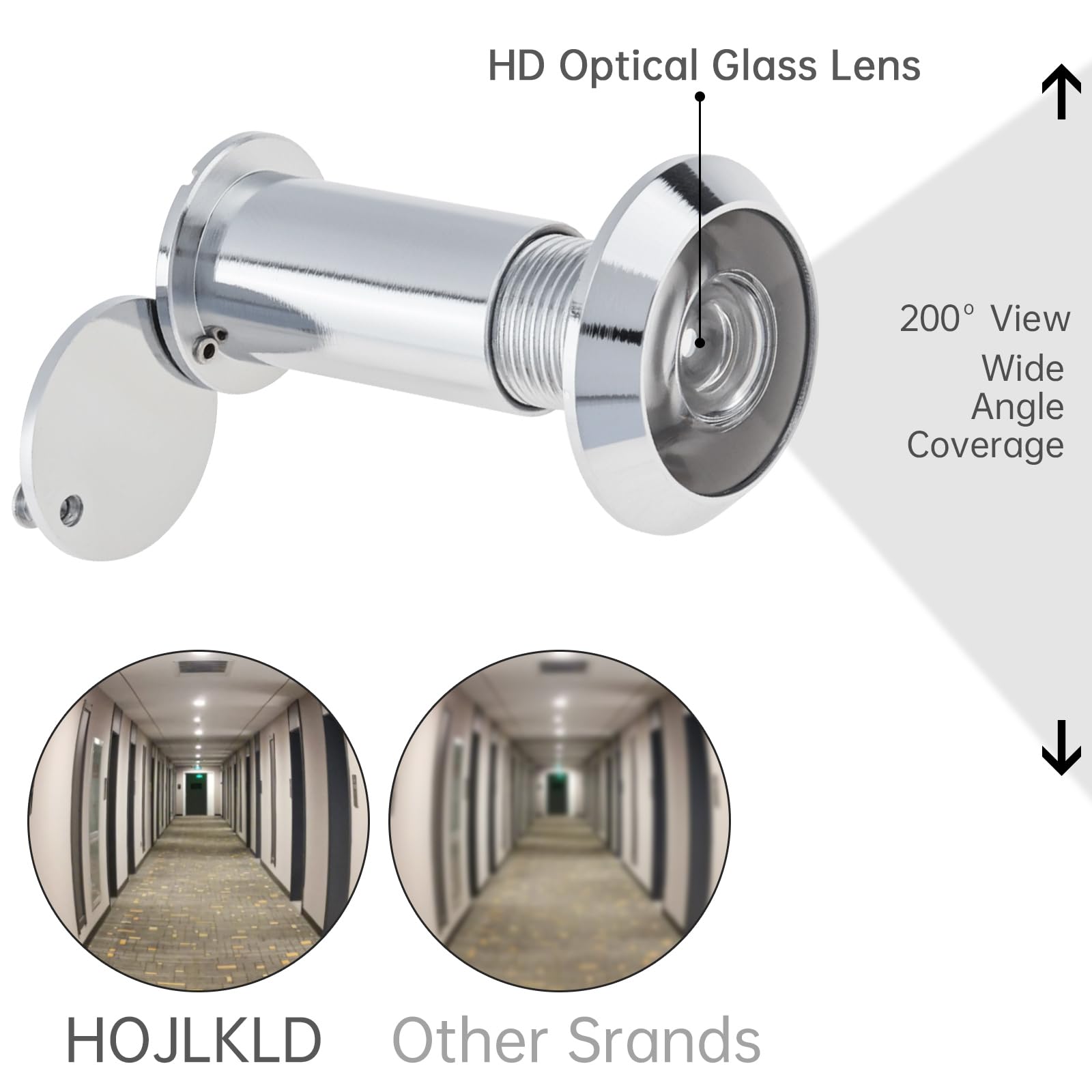 Judas de Porte 200 degrés Judas avec mèche de 16 mm pour portes de 38 à 60 mm d'épaisseur pour bureaux, maisons, hôtels - 3