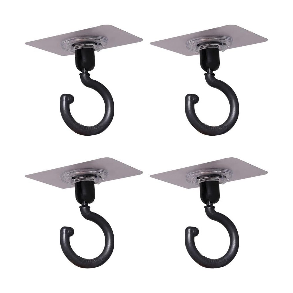 Paquete de 4 ganchos de techo adhesivos giratorios de 360 ganchos adhesivos de pared ganchos autoadhesivos impermeables negro Leroy Merlin