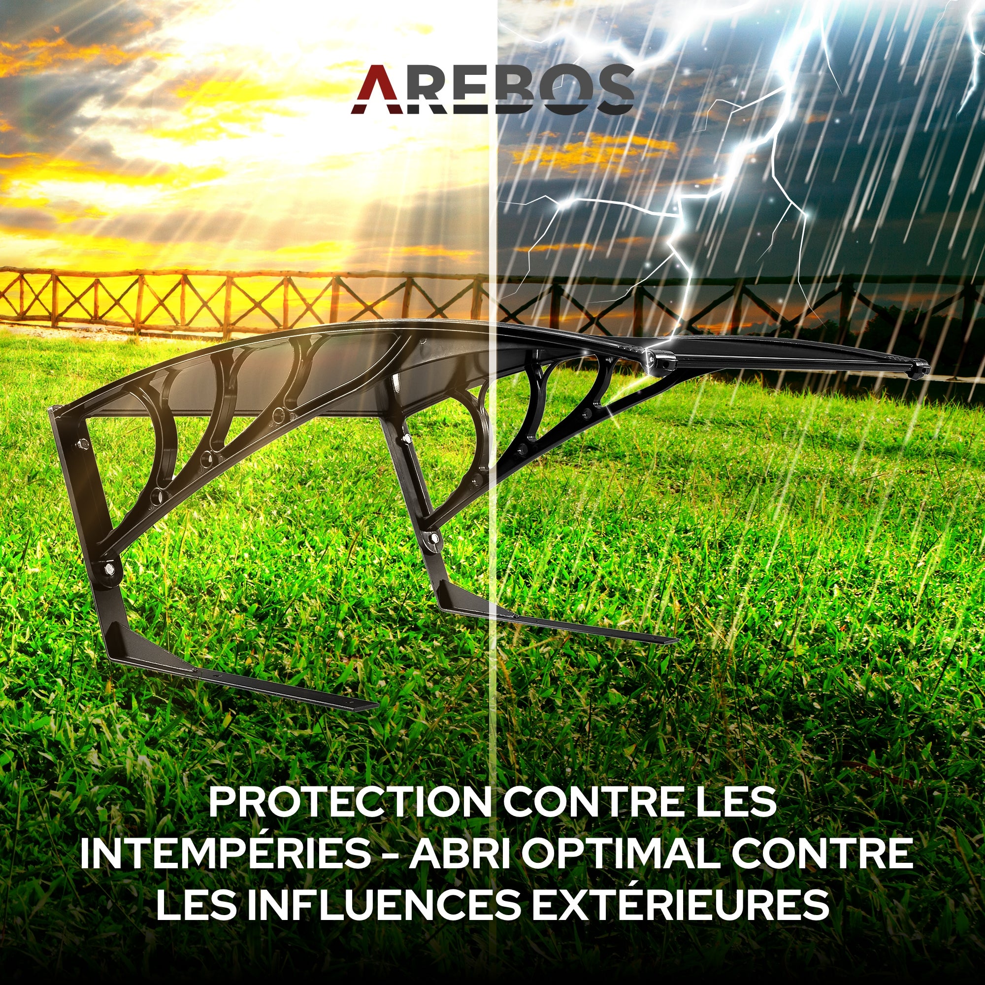 AREBOS Garage de tondeuse robot Abri pour Robot Taille 102 x 79 x 46 cm Résistant aux intempéries + protection UV Noir - 3