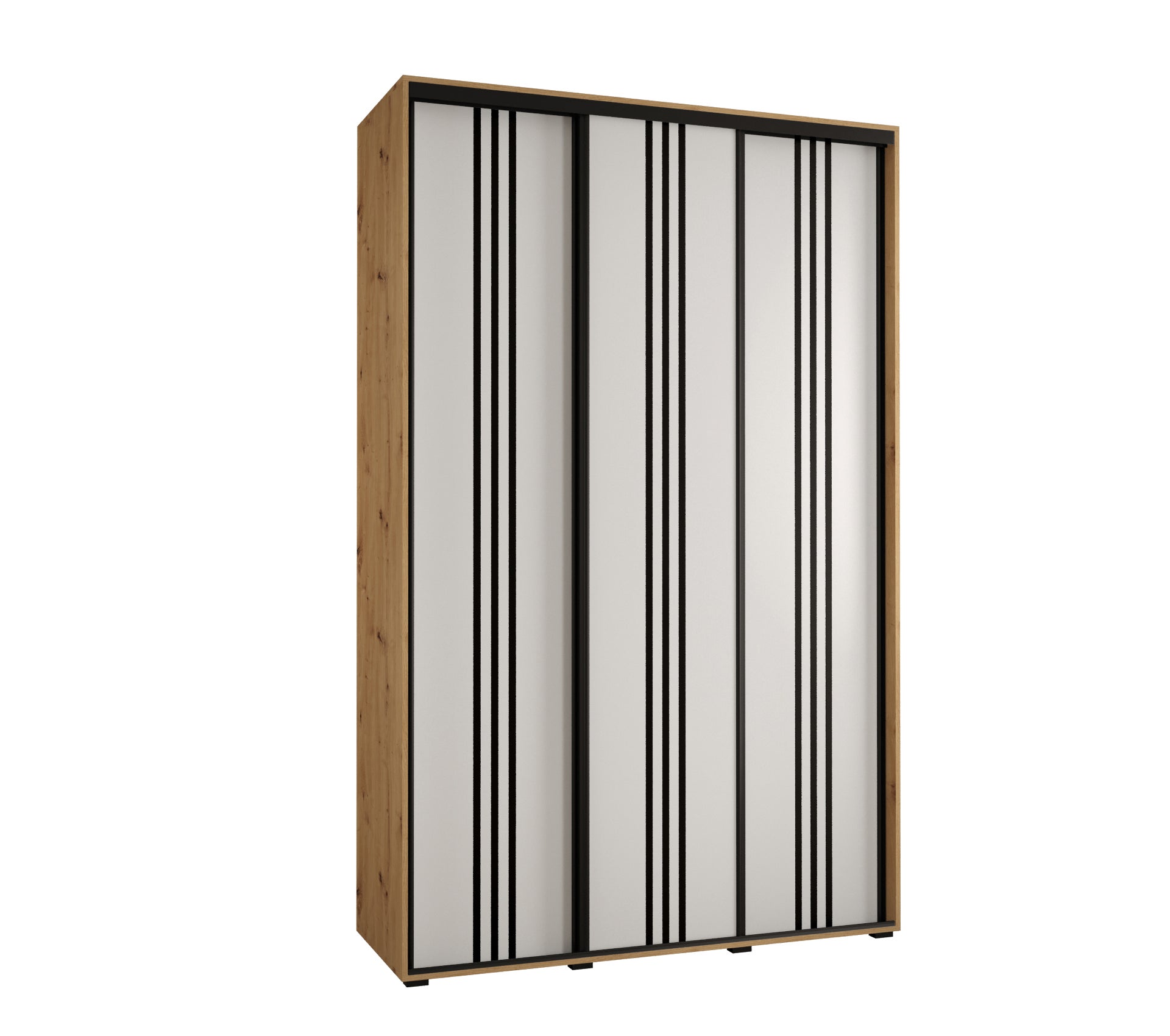 Szafa przesuwna wysoka Davos 6 150 x 60 x 235,2 cm artisan + biały + u. czarny - Abiks Meble