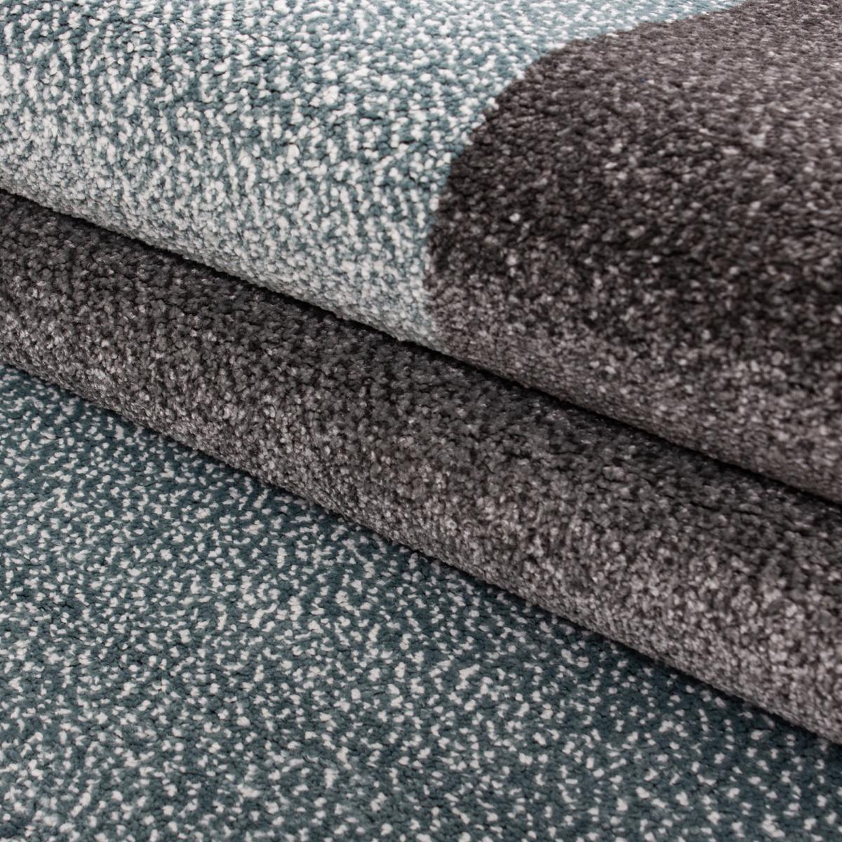 tapis grand salon 160x230 tissé bleu et gris rectangle motif géométrique KARLUK - 4