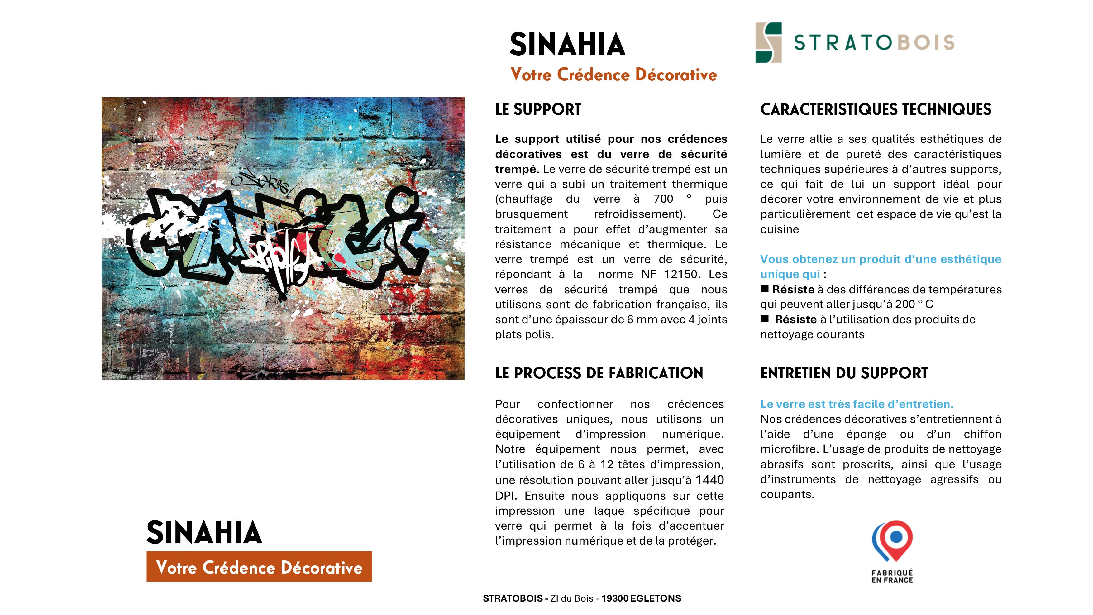 Crédence décorative SINAHIA typos graffiti 900mmx700mm Ep 6mm verre securit - 6