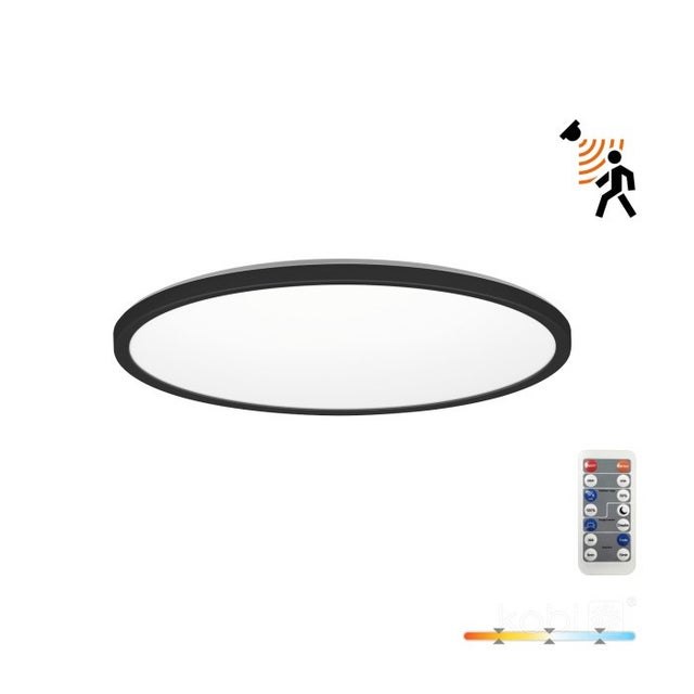 Plafon z pilotem okrągły NIVERA CIRCLE LED 12W Odcienie bieli 1140lm czarny wym: 2,8 x 22,5 x 22,5 cm IP54 Kobi