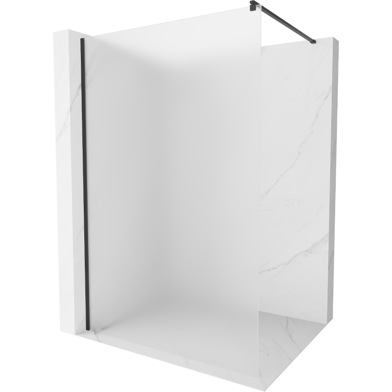 Mexen Kioto ścianka prysznicowa Walk-in 120 x 200 cm, szron 8 mm, czarna - 800-120-101-70-30