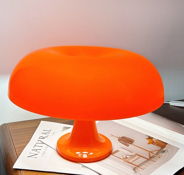 CCFR Lampe de Table LED Champignon, Lampe de Chevet pour Chambre, USB - Trois Couleurs Ajustables, 4 LED, Orange - 2