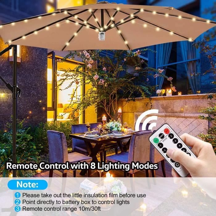 Eclairage Parasol LED 8m 10m 12m 20m Guirlande Lumineuse pour Jardin Extérieur - 2