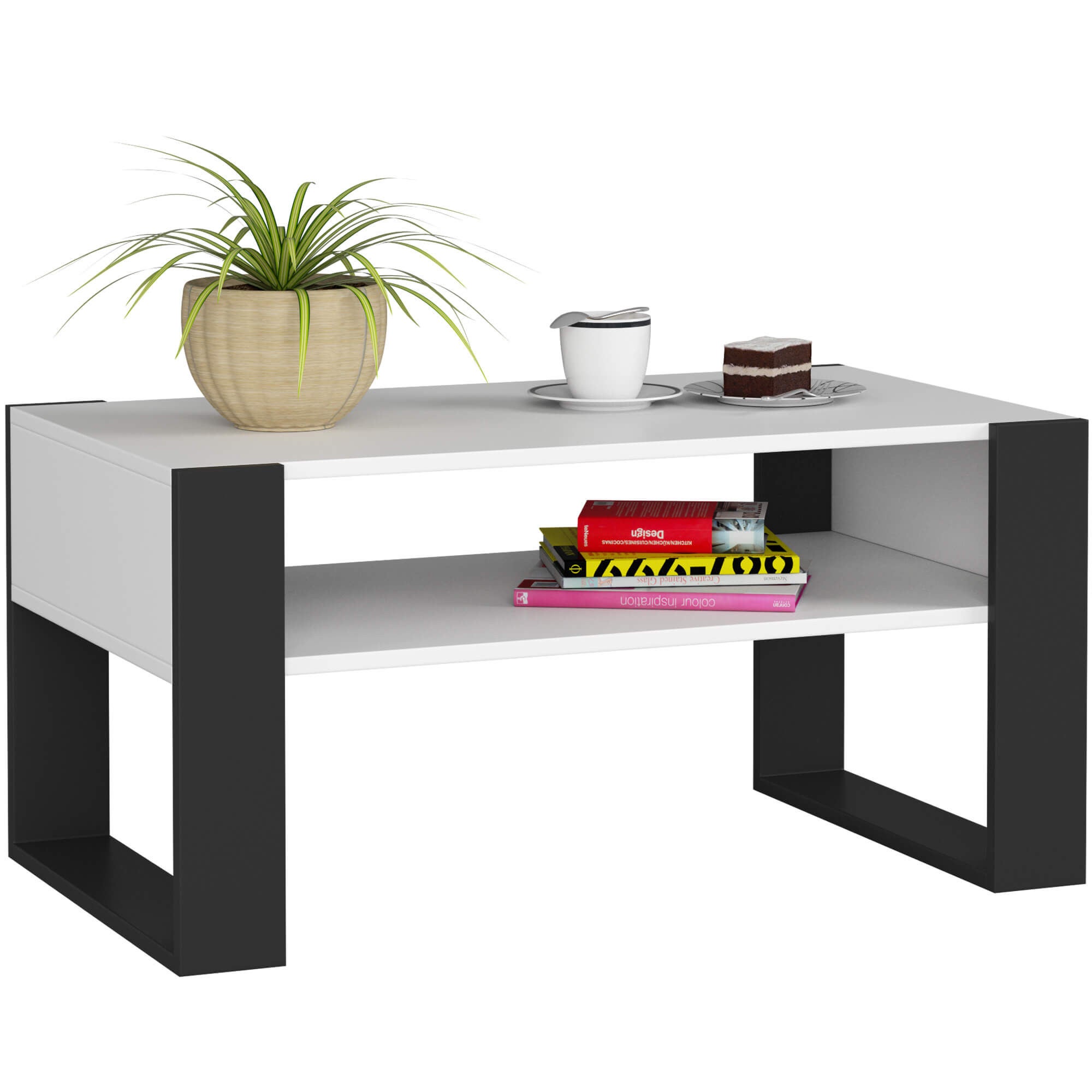 Stolik kawowy AKORD DOMI Biały 92 cm kolor Czarny mat 92x53x45 cm