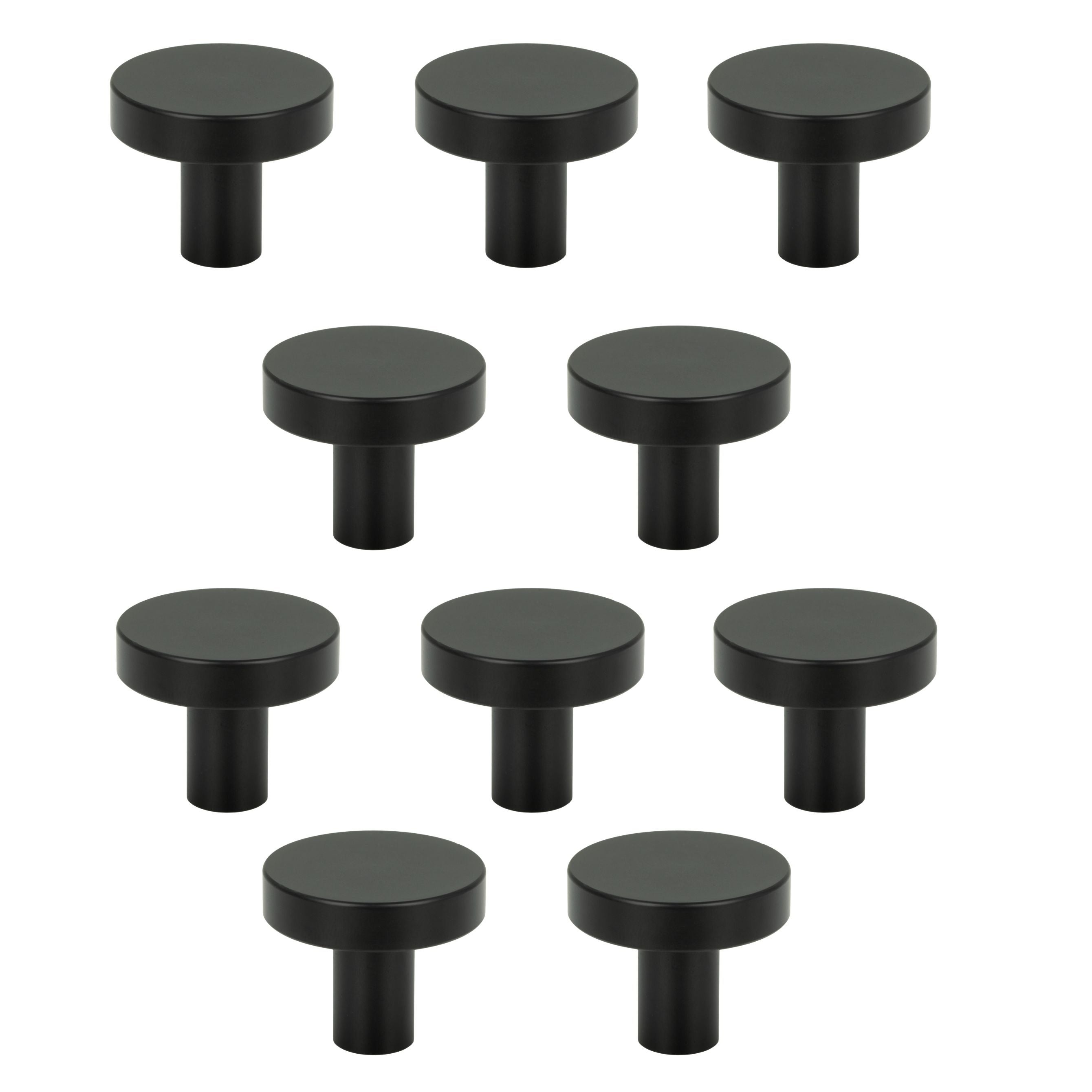 10 x Gałka meblowa okrągła metalowa 3 cm czarna