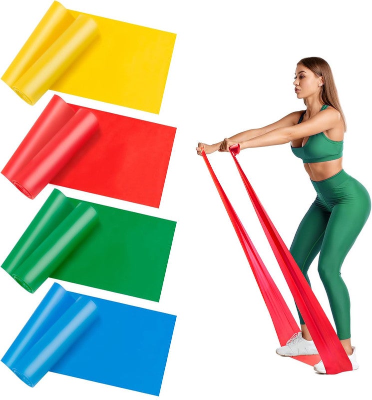 Set di 4 fasce di resistenza - 1,5 m - Fasce elastiche multifunzionali a tinta unita - Ideali per yoga e pilates | Leroy Merlin