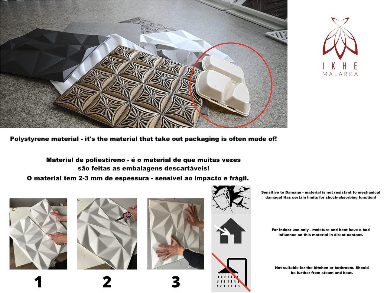 Panneaux muraux 3D décors revêtement mural panneaux de plafond POLYSTYRENE MATERIAL STYROPOR-TYPE 3mm force 8 pièces - 2m² Zircon Blanc - 8