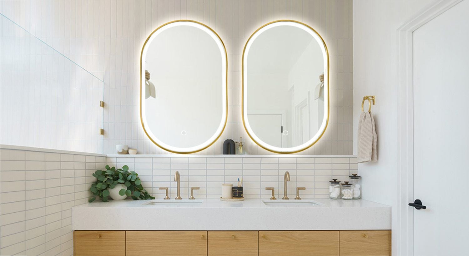 Lustro ścienne LED OLL 60x90 cm Złote Szczotkowane - 7