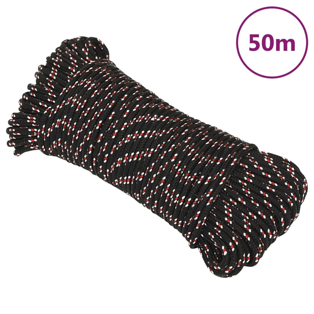 Corde Polypropylène ANBP Noire 6mm X 50m - Résiste Aux UV Et Intempéries - Fabriquée UE