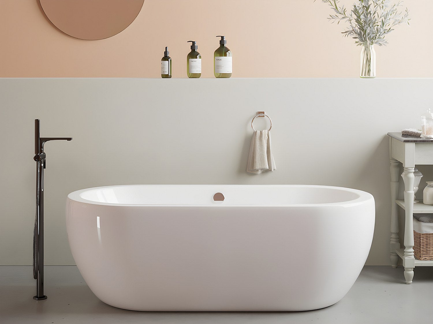 Wanna wolnostojąca owalna - 200 L - 170 x 80 x 58 cm - biała - akrylowa - NEPTUNA