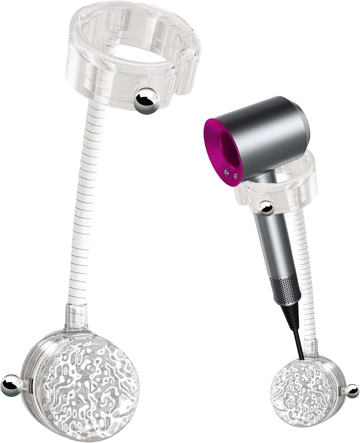 Support Mural Rotatif 360° Pour Sèche-Cheveux – Porte Sèche-Cheveux Réglable Mains Libres, Ventouse Puissante Acier Inox