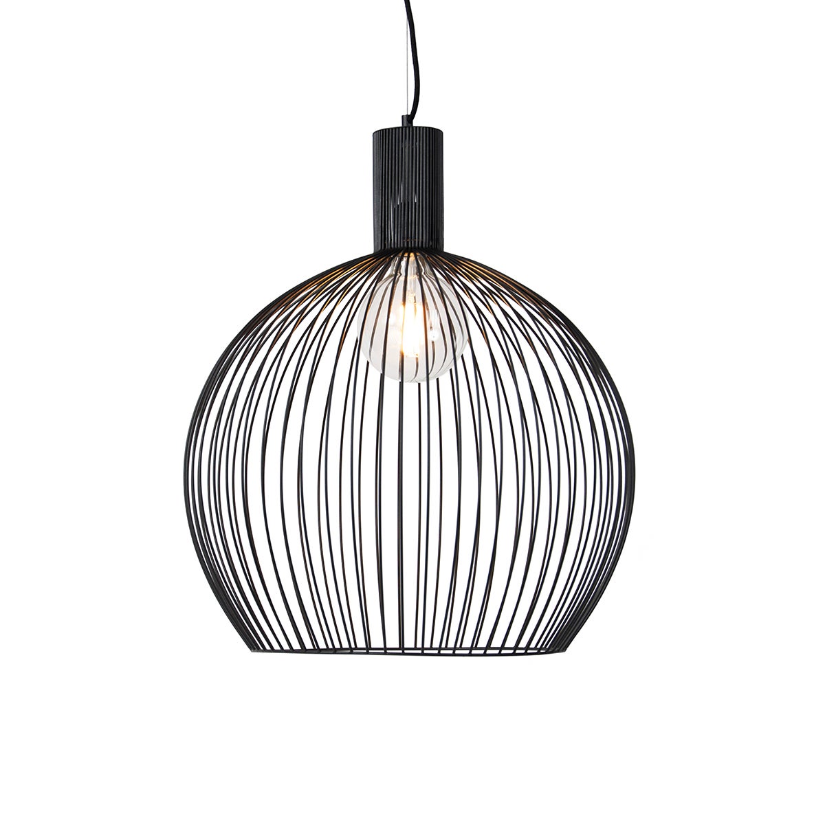 Qazqa nowoczesny lampa wisząca inteligentny - Wire - czarny, żarówkami LED 4.9w, e27, 1800k - 4000k, bardzo ciepła biel - zimna