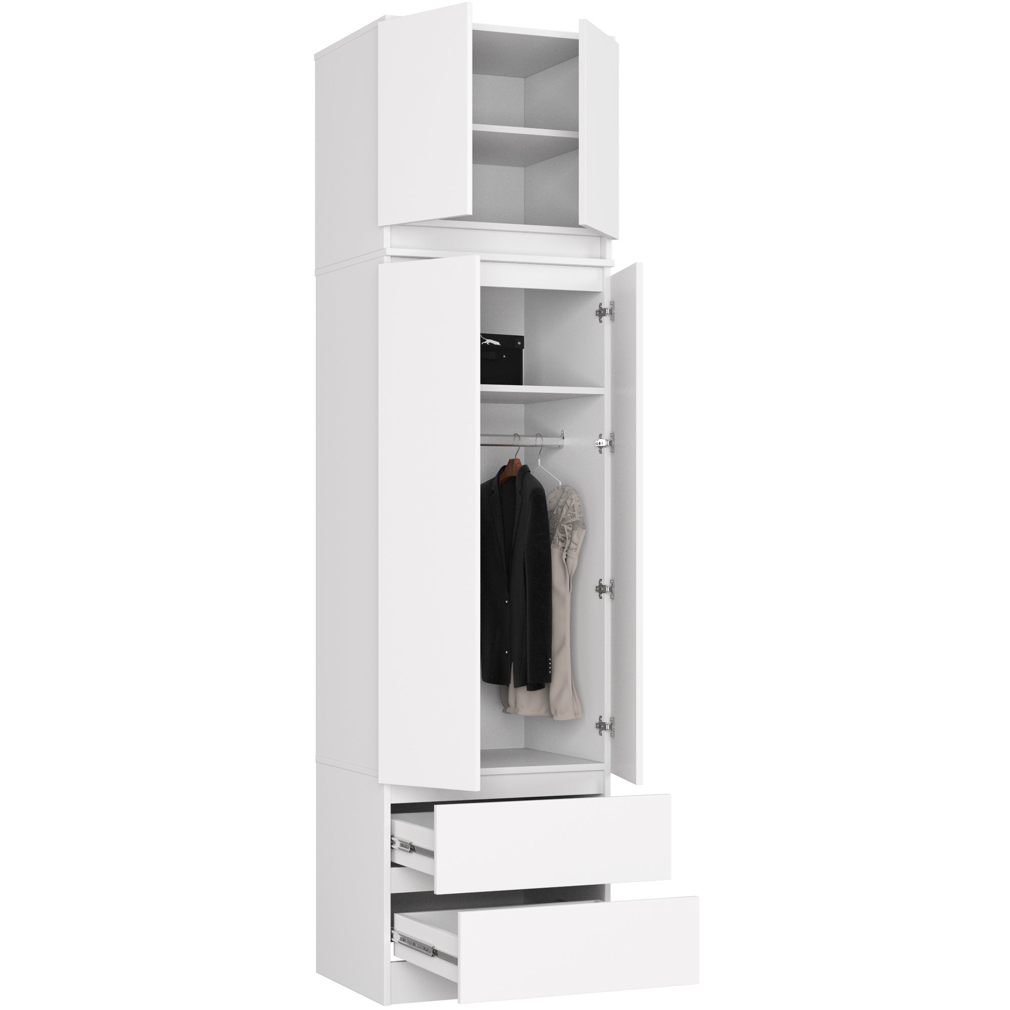 Armoire avec surmeuble AKORD S60 Blanche 60 cm 2 portes 2 tiroirs façade Blanche 3 étagères 60x51x234 cm - 2