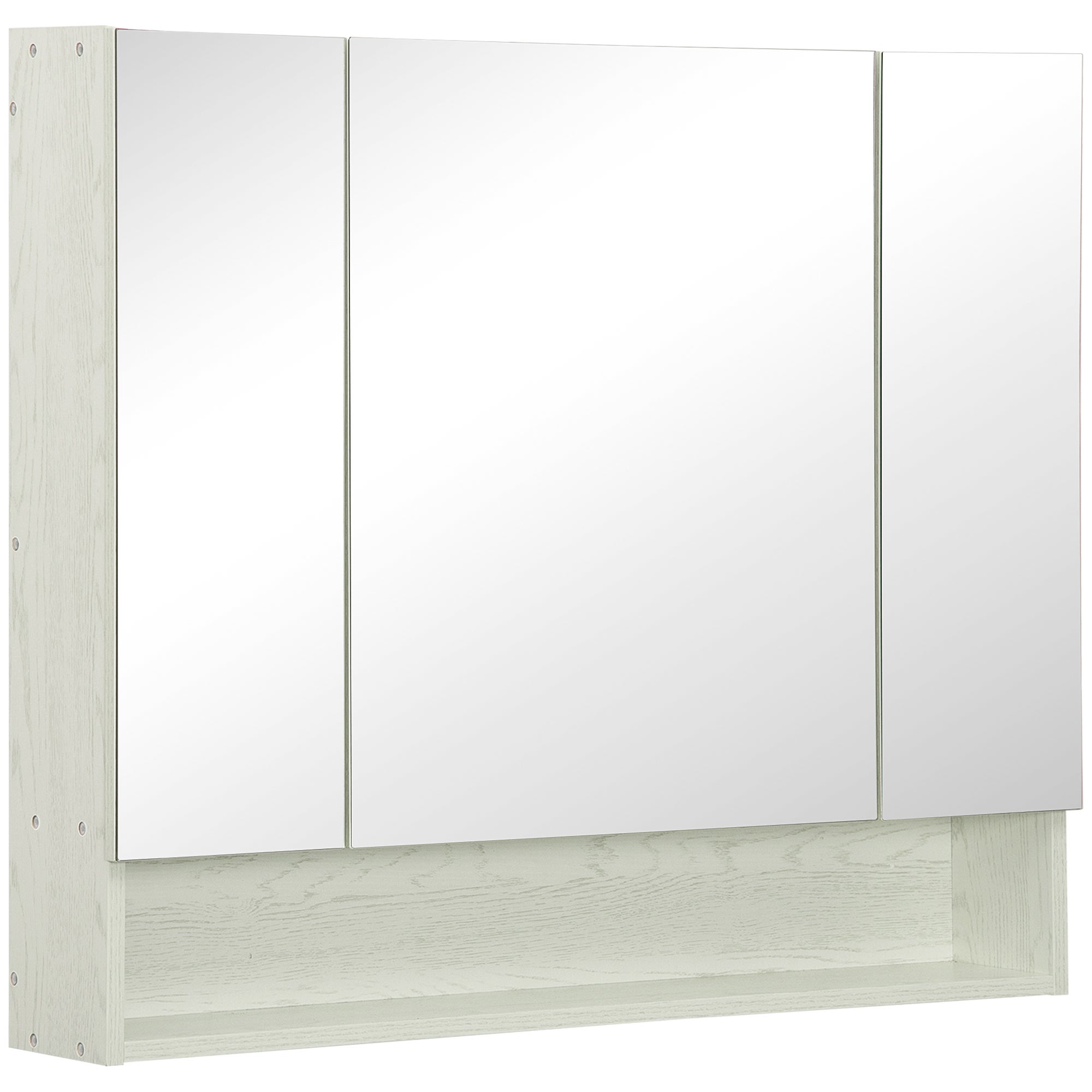 Bathroom cabinet with mirror 3 doors adjustable shelf and compartment 90x15x75 cm white
