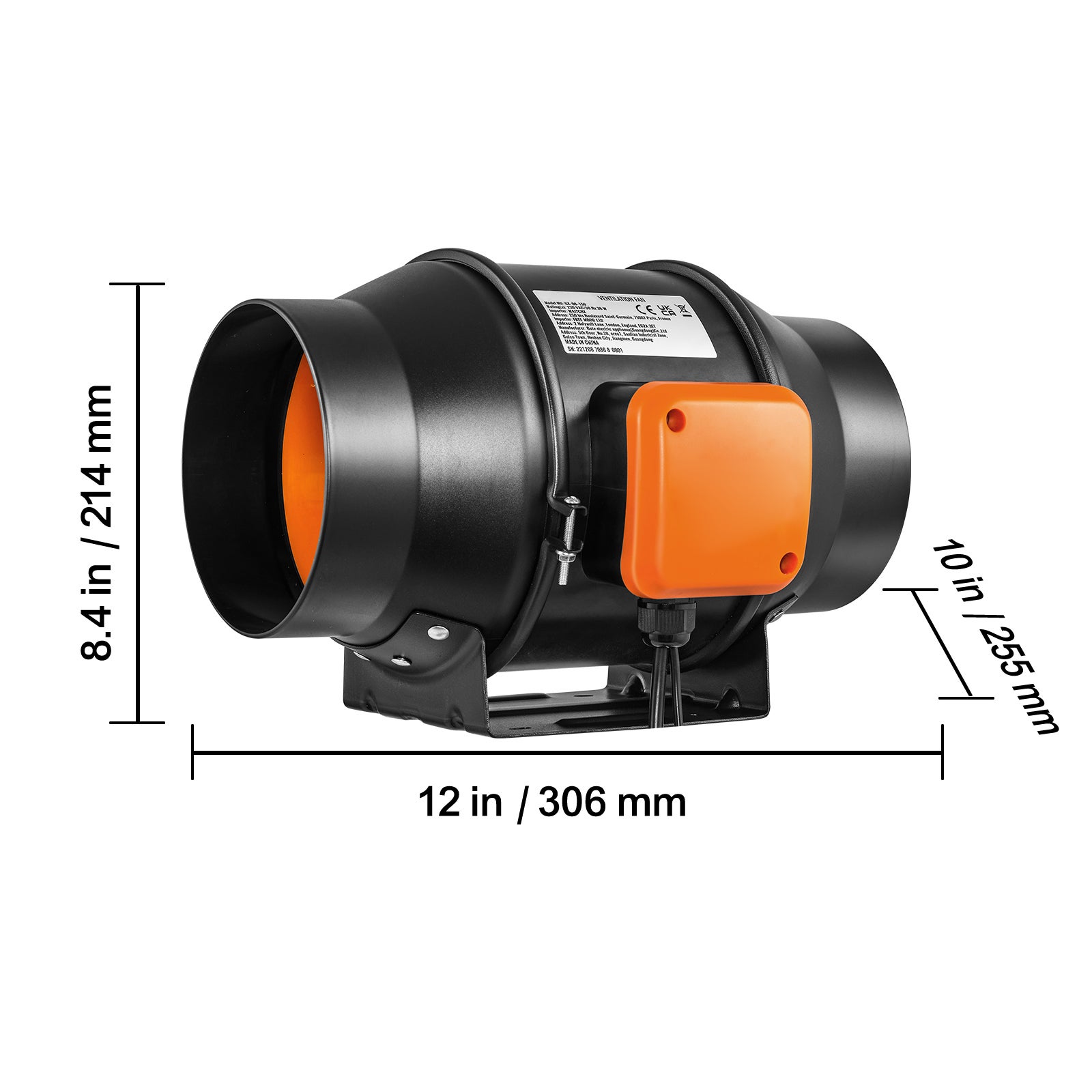 Ventilateur de conduit en ligne 15,2 cm 402 CFM avec contrôleur de température et d'humidité, ventilateur d'extraction silencieux à moteur EC SucceBuy - 2