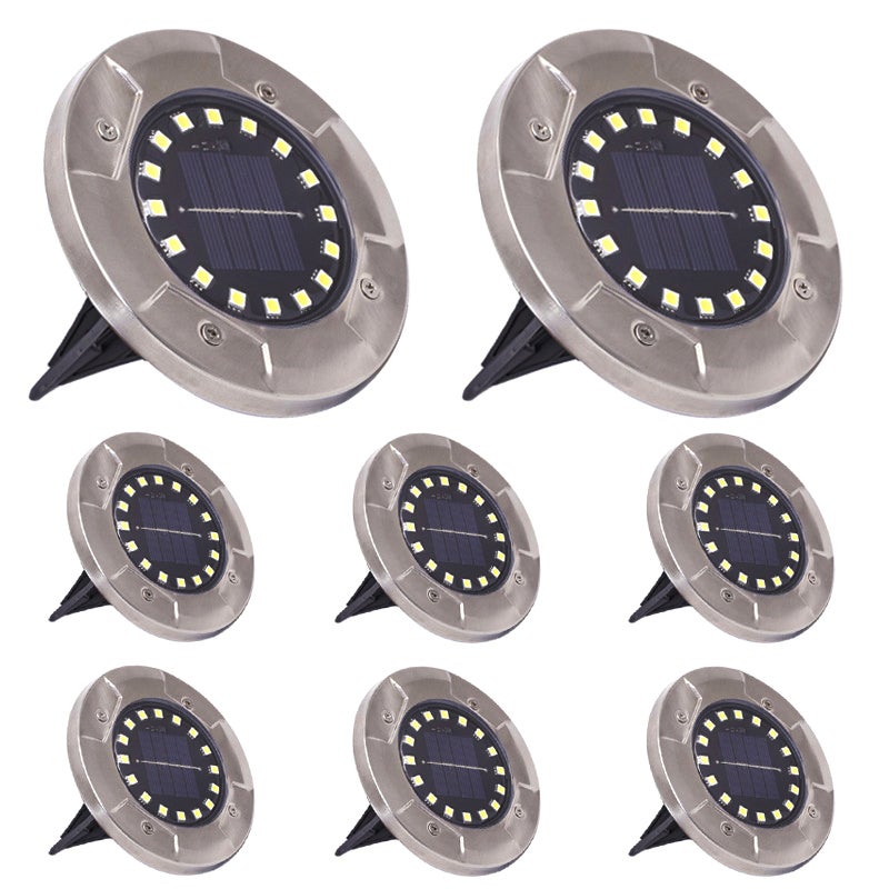 Lot De 8 Lampes Solaires De Jardin - 12 LED, IP65, éclairage Blanc Froid, Autonomie Longue