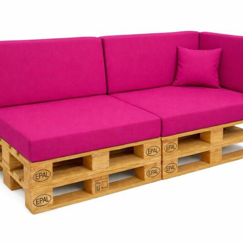 Zestaw 6 poduszek na palety ogrodowe 120×80×10 cm – siedzisko i oparcie 120×40×10 cm, grube i wytrzymałe, różowe