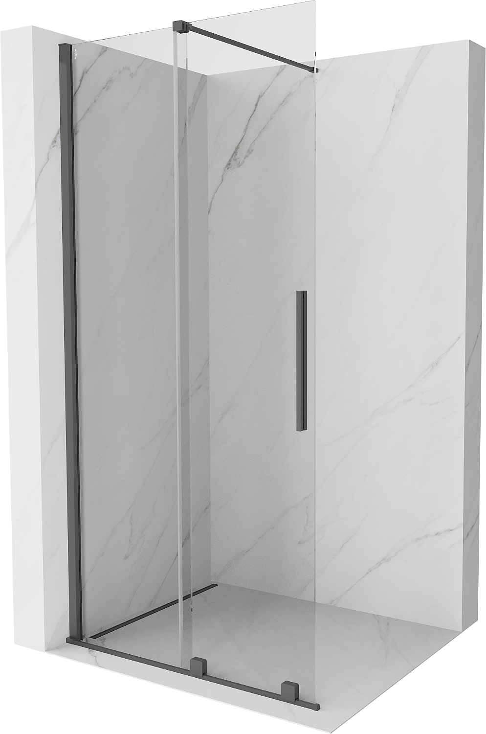 Mexen Velar ścianka prysznicowa rozsuwana Walk-in 80 x 200 cm, transparent 8 mm, gun gray szczotkowany - 871-080-000-03-66