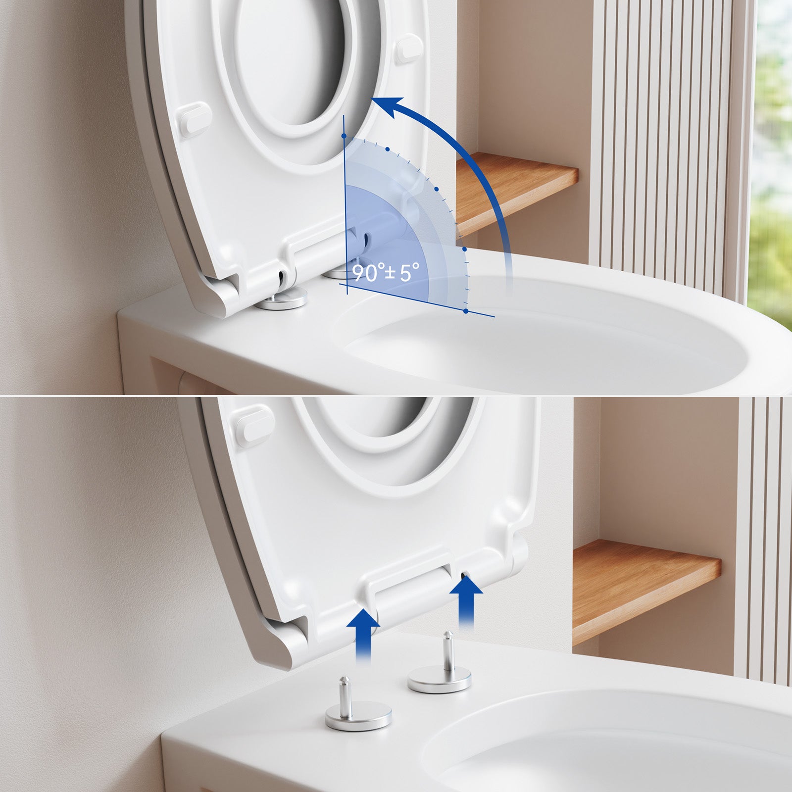 Abattant WC Familial,Lunette Toilette avec Siège Enfant,Frein Chute/Charnière Réglable,Abattant WC Résine urée-formaldéhyde Adultes/Enfants,Blanc - 6