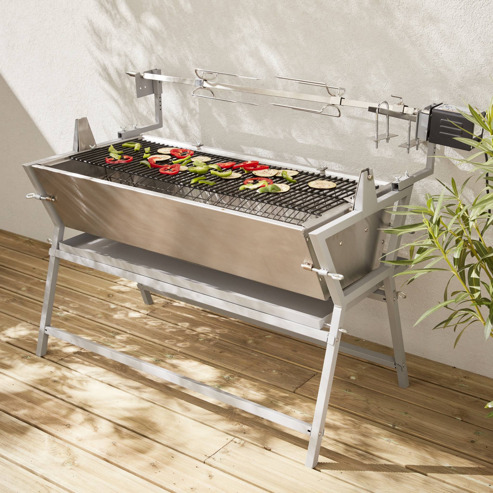 Rôtissoire électrique inclinable - Mathurin Inox - Tournebroche. barbecue au charbon de bois à moteur pour grillades réceptions - 2