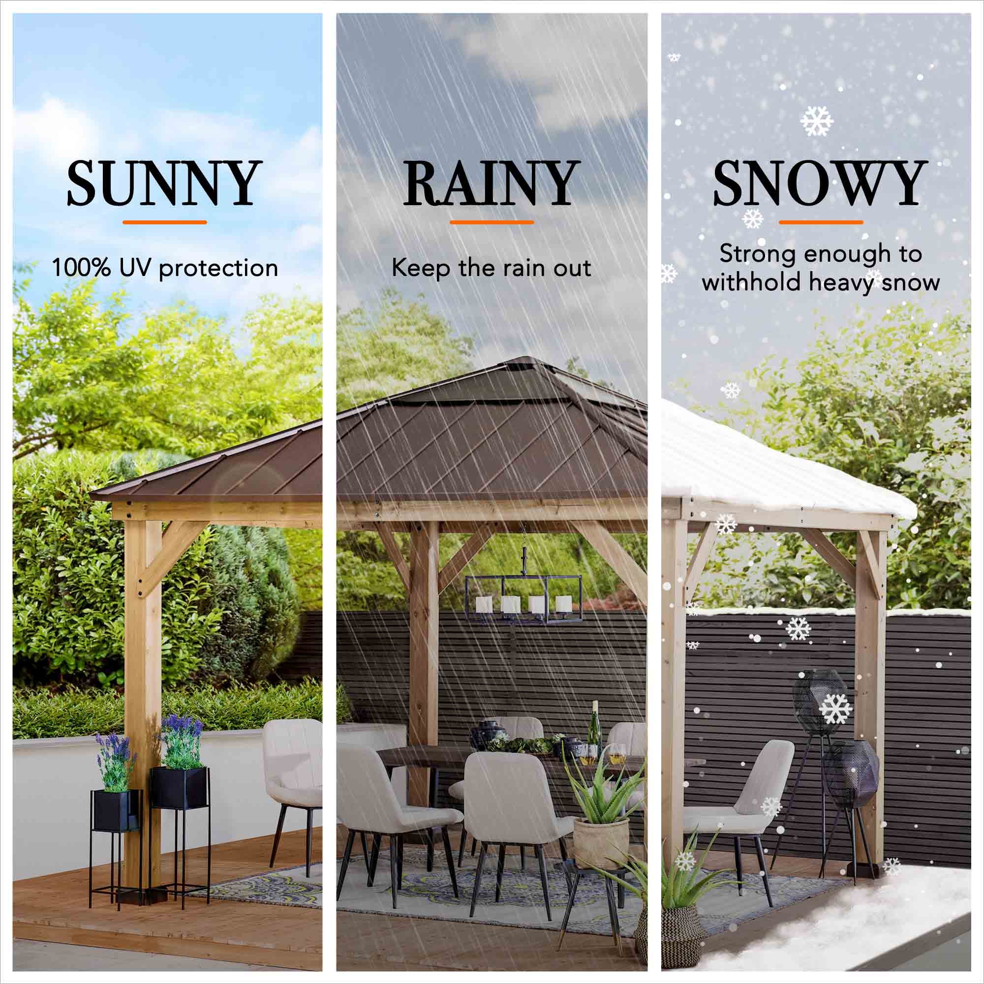 Pavillon de jardin Sunjoy Pirin Sunjoy, 3.4x3.4m dim. ext. (cas échéant incl. débord de toit) naturel, 11,3m² superficie totale - 8